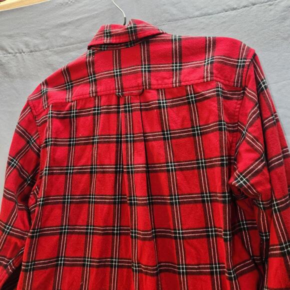 Lands End Cotton Plaid Flannel Shirt Red Mens Size Medium - Picture 8 of 9